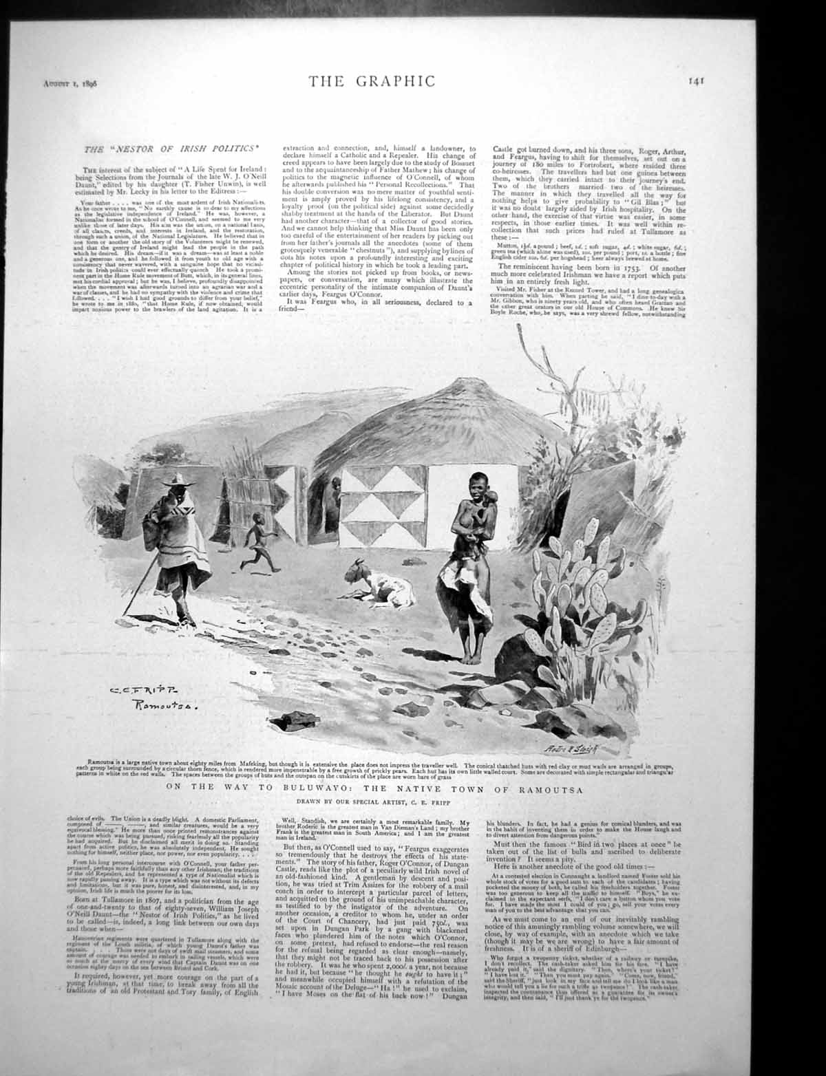Old Print Native Town Ramoutsa Way To Buluwayo Bisley Prizewinners 1896 19th