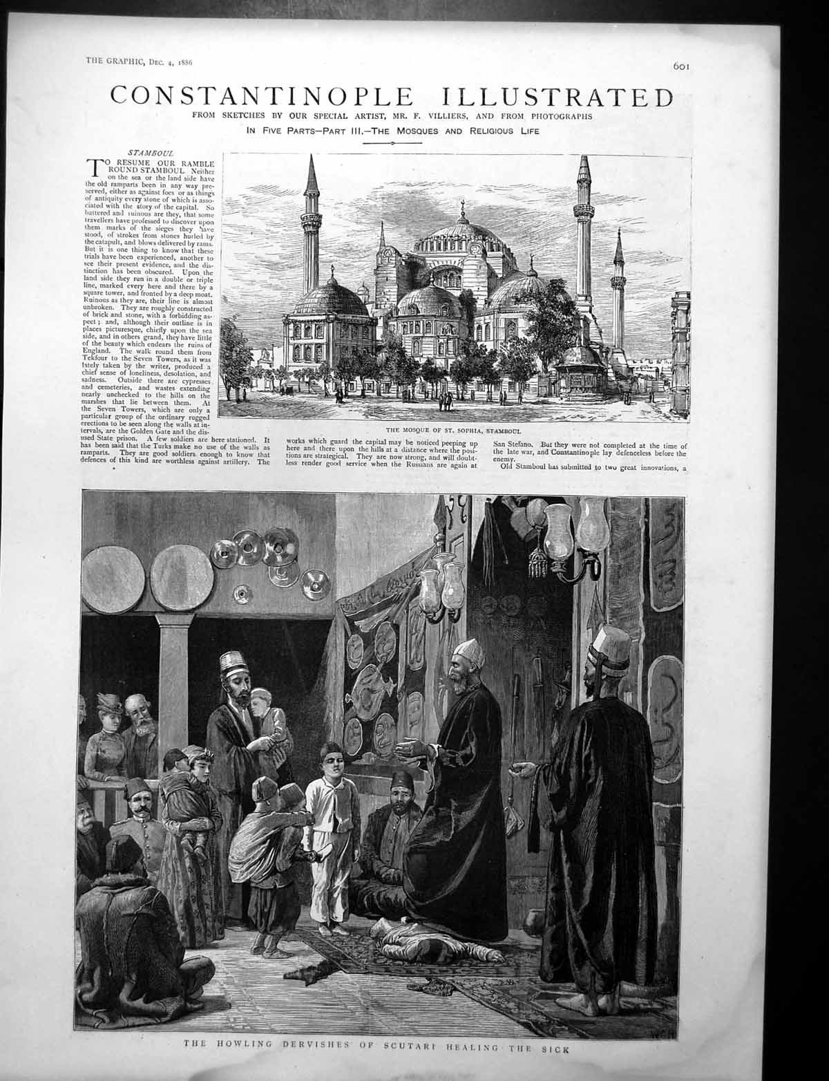 Old Constantinople Mosque St Sophia Howling Dervishes Fountain 1886Victorian