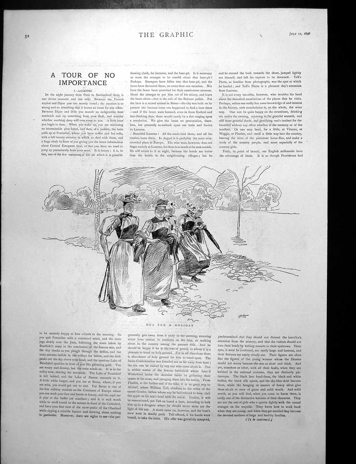 Old Print Out For A Holiday Several Ladies Walking Portraits Soudan 1896 19th