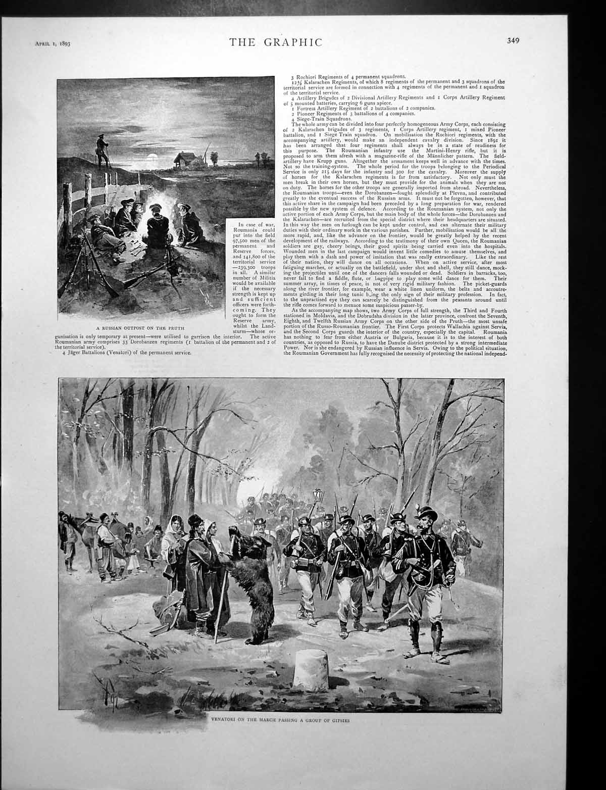 Old Russian Outpost Venatori On March Gipsies Infantry Regiment 1893Victorian