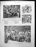 Old Print Sailors Lives Aboard Ship Telling Stories Naval Sketches 1891 19th