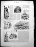 Antique Old Print Bernese House Hotel De Ville Lausanne Gibbon'S Garden 1889