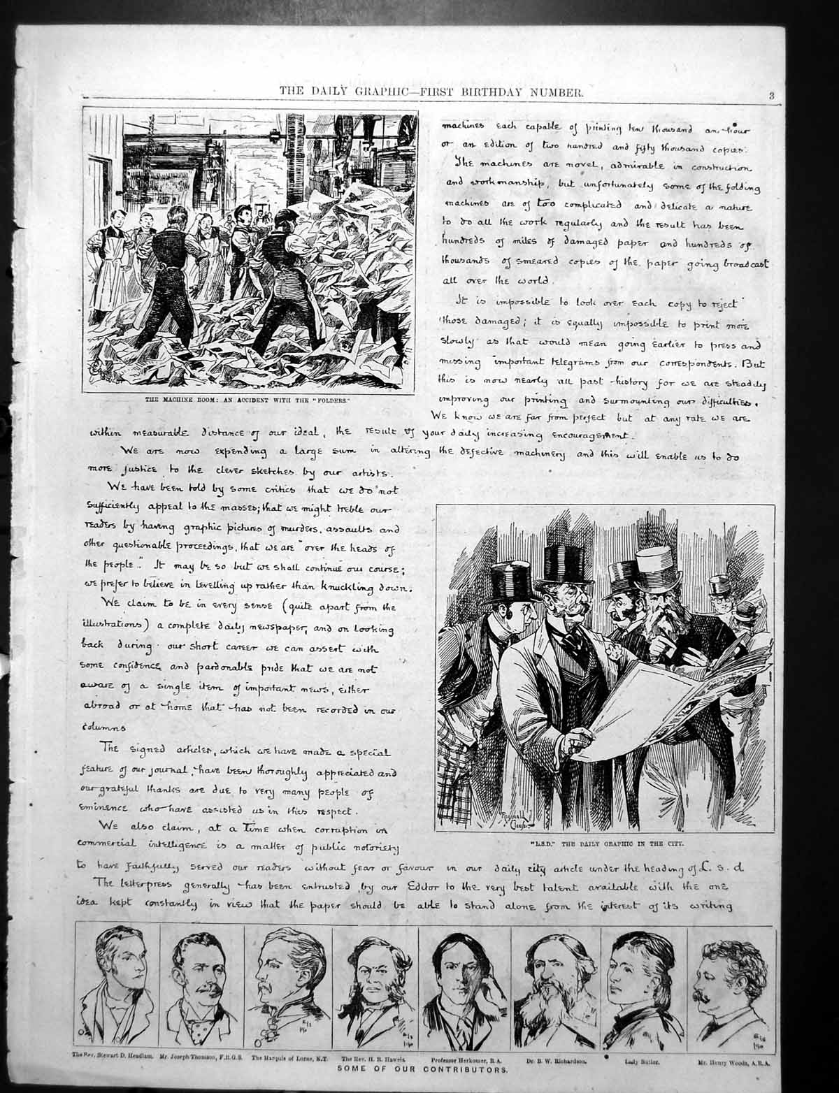 Antique Old Print Daily Graphic Contributors Accident With Fers Neutrality