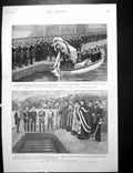 Antique Old Print Funeral Victims Russian Ironclad Crete Officers Fleet 1897