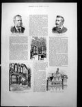 Antique Old Print Committee Room West Staircase Reception Hall Doorway 1890