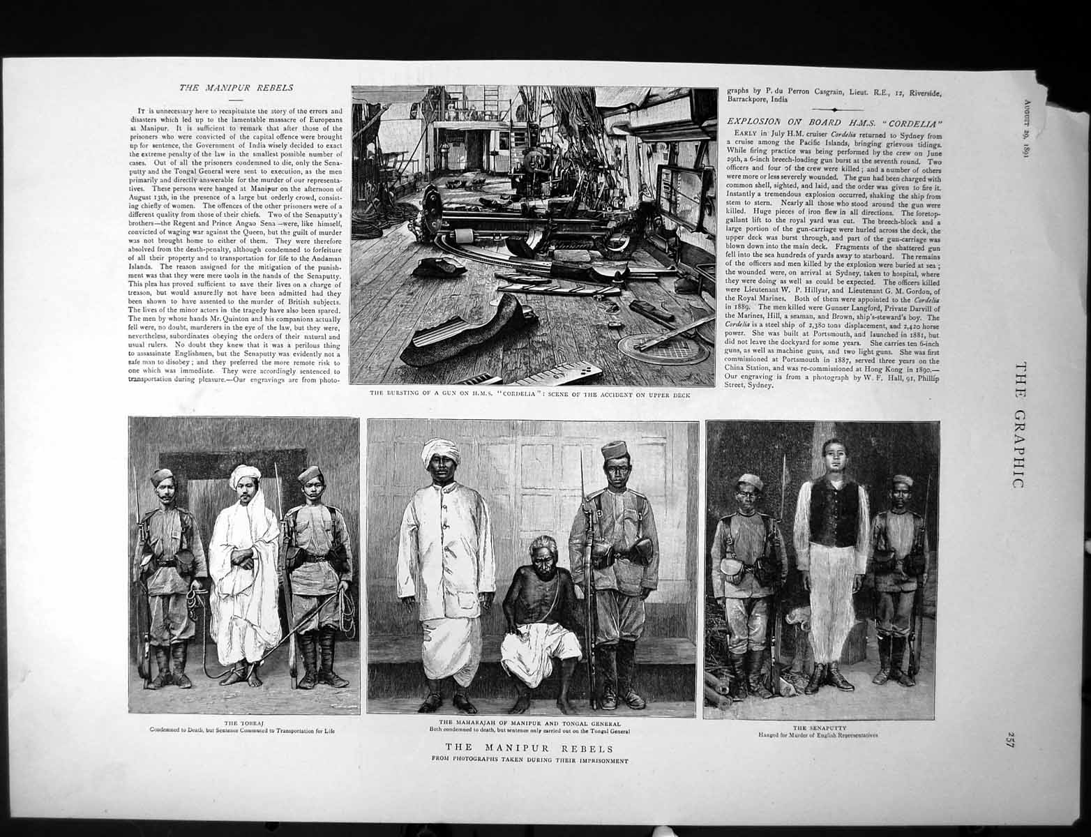 Antique Print Manipur Rebels Tobraj Maharajah Senaputty French Fleet 1891 19th