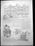 Old Print Tuscany Lady Jug Trees Gate Gathering The Grapes Vineyard 1888 19th