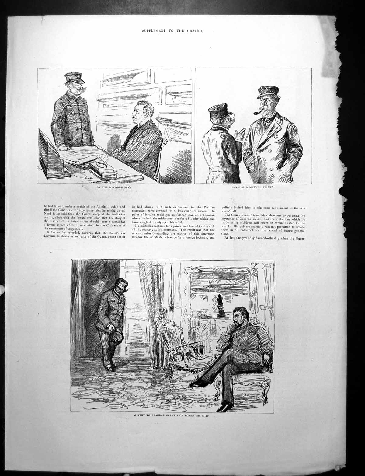 Antique Print Boat-Builders Visit Admiral Gervais Chair Vantage P0Int Fall