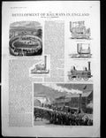 Old Print Development Railways England Engines Trains Steam Coaches 1888 19th