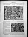 Antique Print Eaton Hall The Library Ante-Dining Room Saighton Bridge 1886