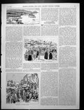Old Print Ilfracombe Town Harbour Pier Parade Folkestone Town Beach 1891 19th