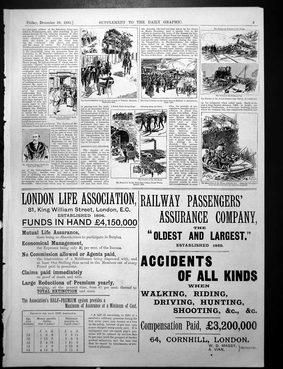 Old Print Fatal Collision Great Eastern Railway Liverpool Lifeboat 1892 19th
