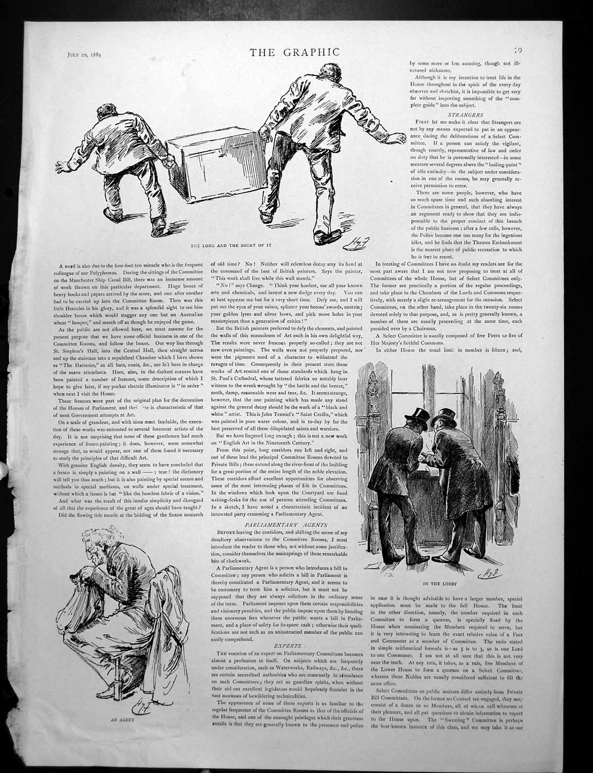 Antique Print Men Carrying Box Lobby An Agent Hatteries Railway Bill 1889 19th