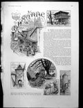 Antique Old Print Lausanne Gibbon'S Garden Tower Bernese House Hotel 1889 19th