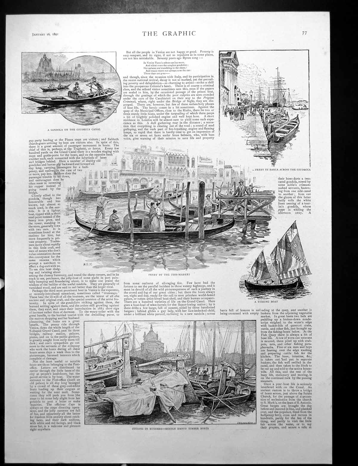 Old Small Boats Studies Sandola Ferry Fishing Rudders Hay Squero 1892 19th