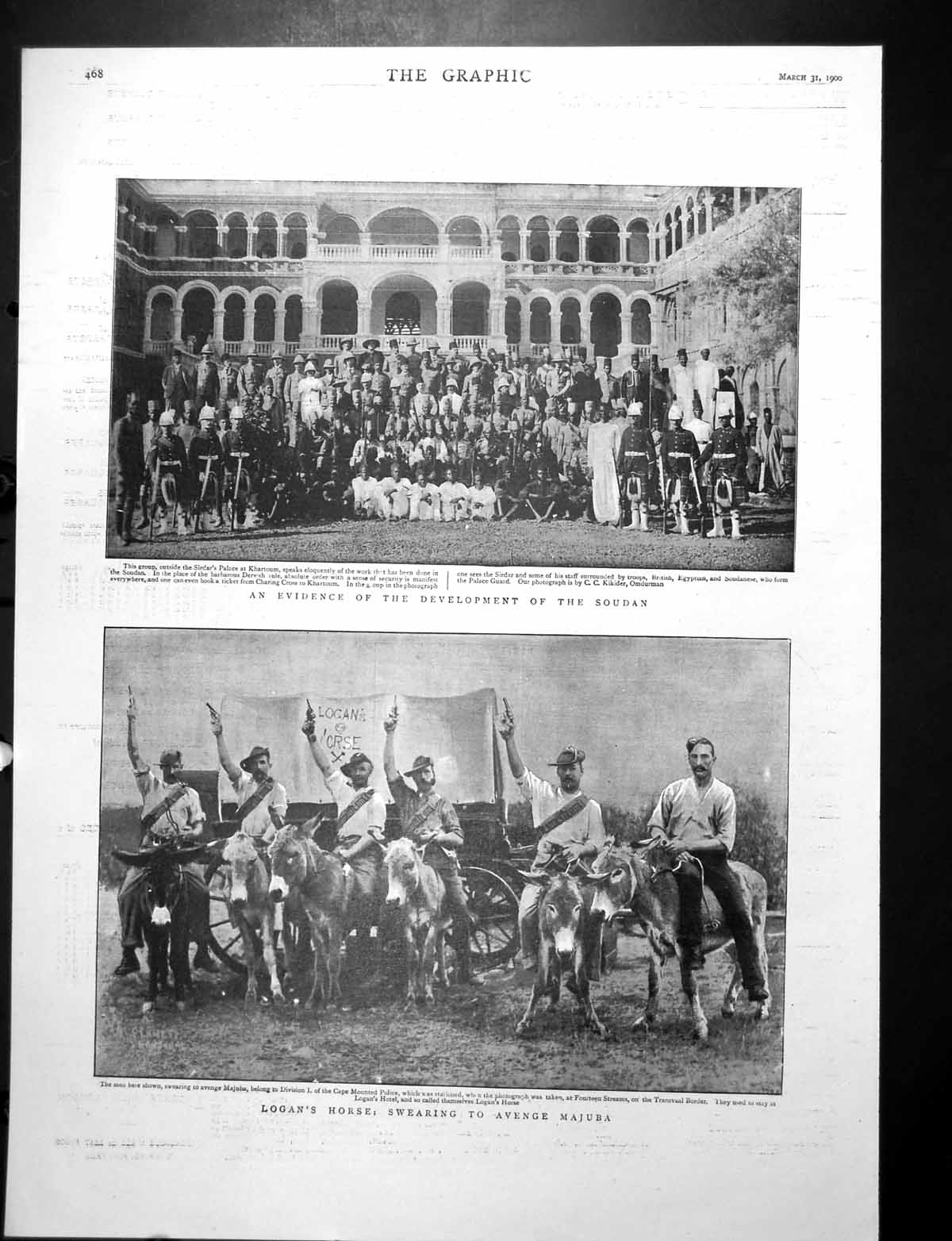Antique Print Development Soudan Logan'S Horse Portraits People News 1900 20th