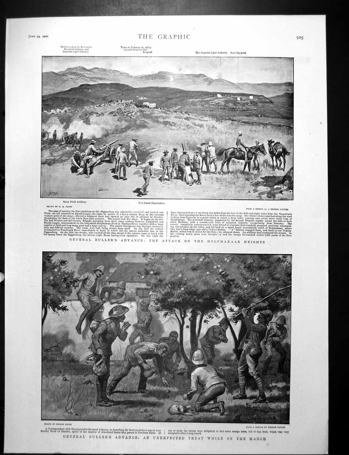 Old Print General Buller'S Advance Helpmakaar Heights Mafeking Day 1900 20th