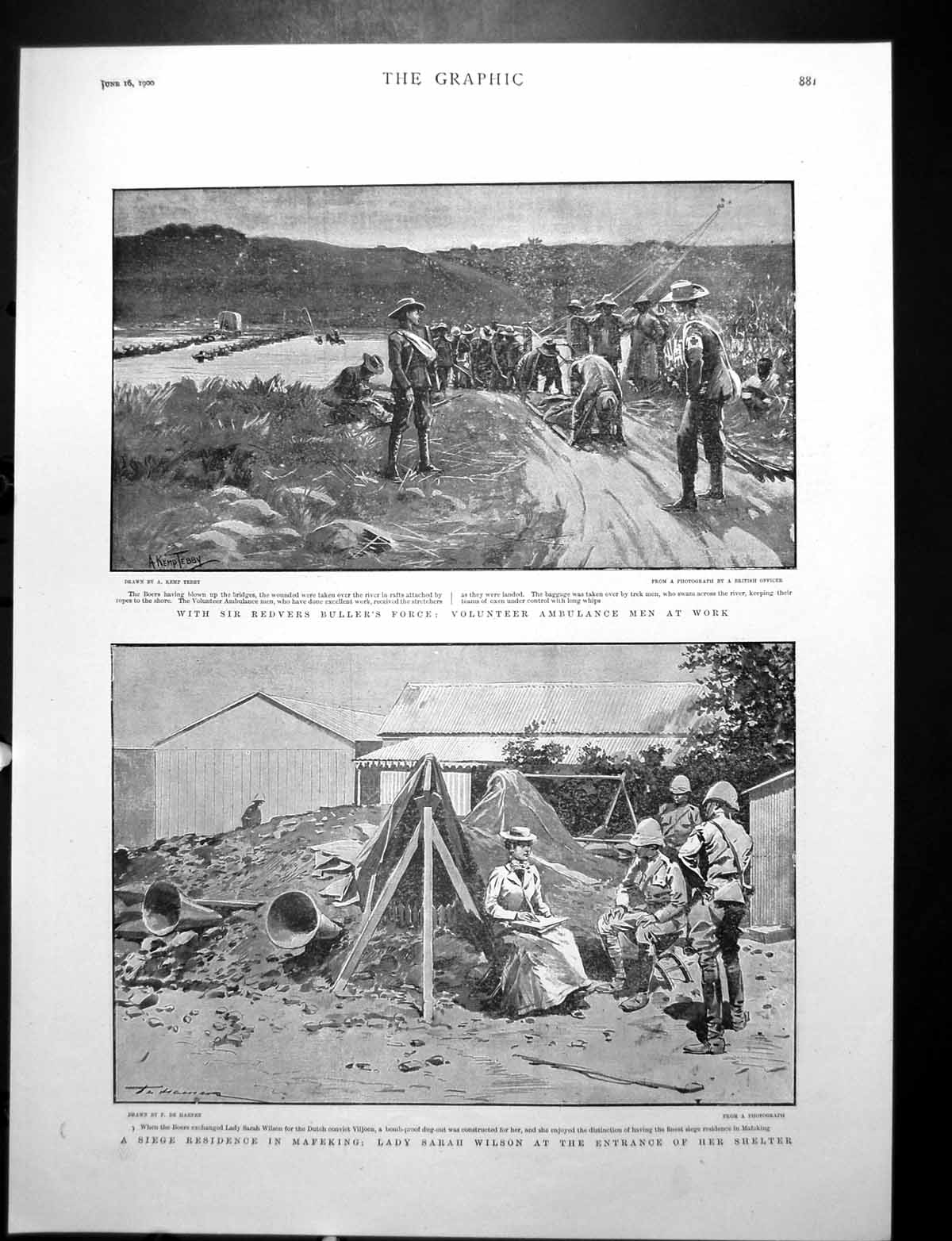 Antique Old Print Siege Residence Mafeking Manchester Unity Oddfellows 1900