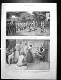 Antique Print Kumassi Relief Column Dancing Music Talking Boer Trench 1900