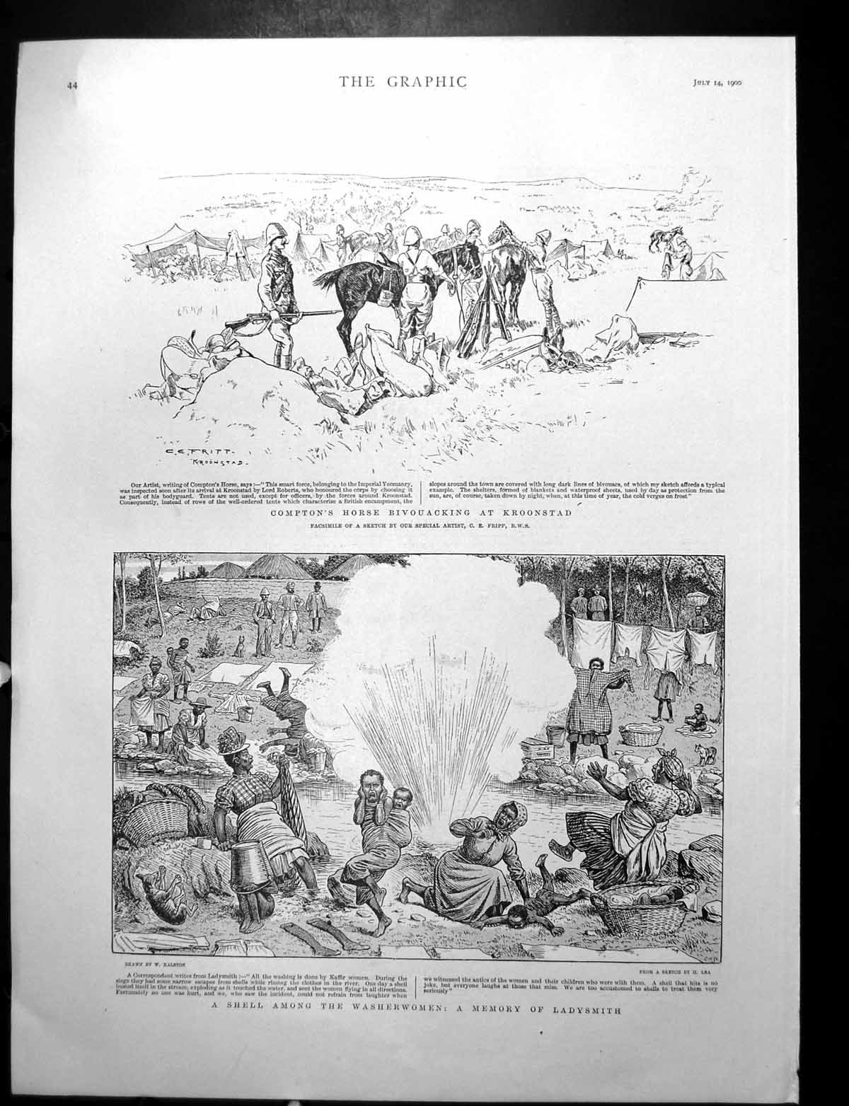 Old Print Shell Among Washerwomen Reminder Ladysmith Native Chinese 1900 20th