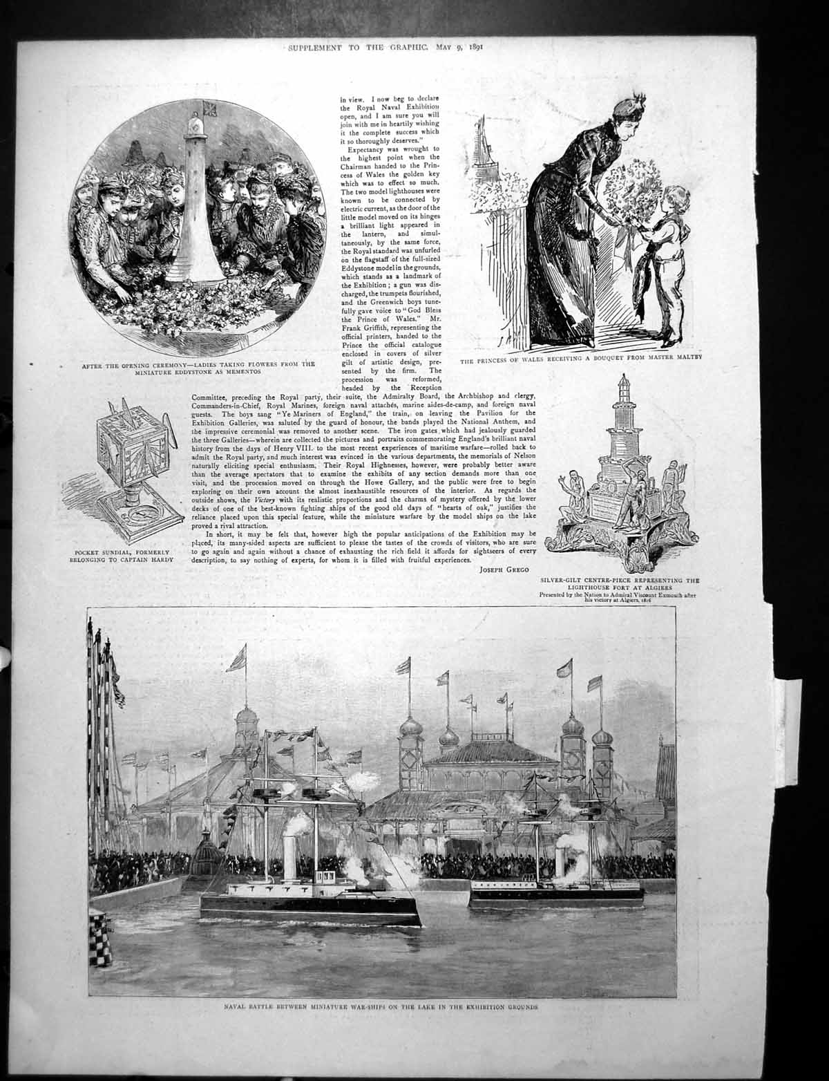 Old Miniature Warships Battle Exhibition Royal Party Howe Gallery 1891 19th