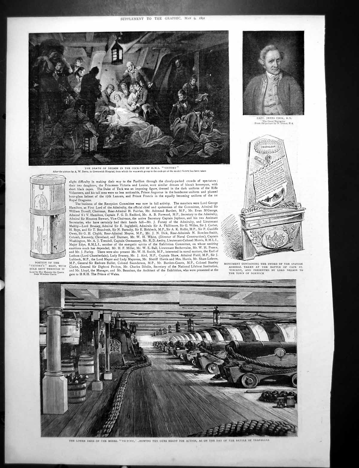 Old Lower Deck Model Victory Death Nelson Royal Naval Exhibition 1891 19th