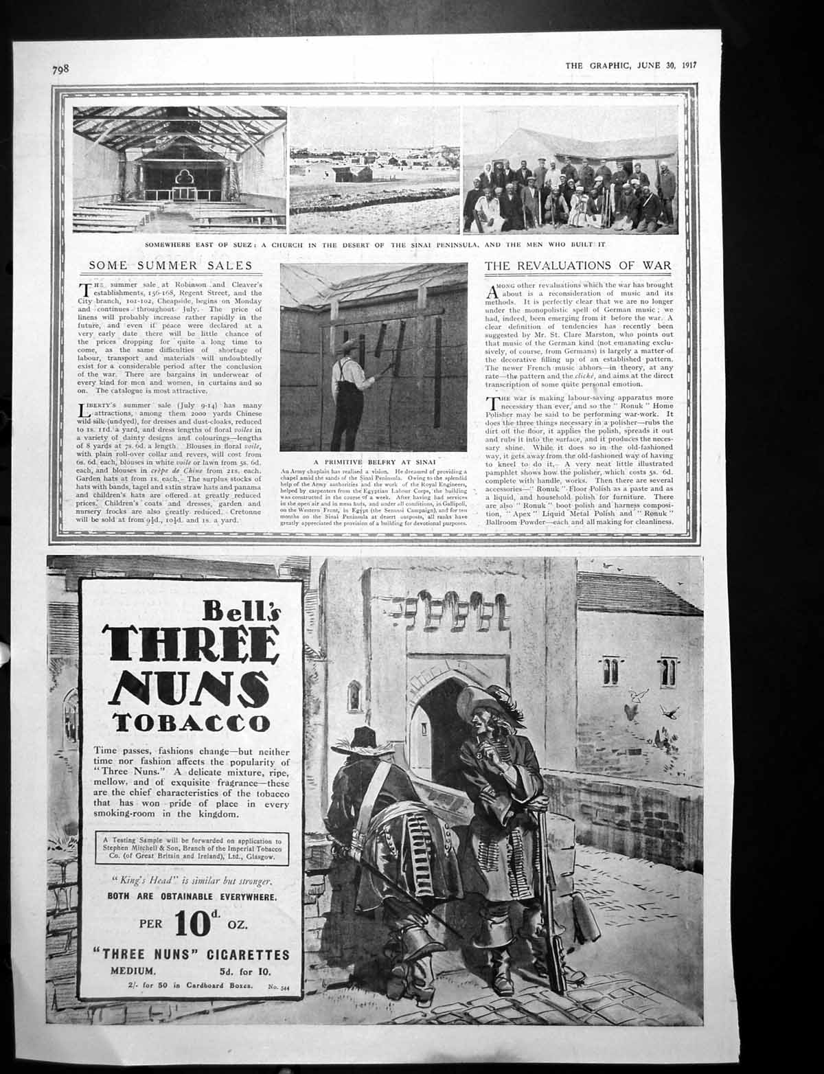 Old Print Church Desert Sinai Peninsula Men Built It Ads Sanatogen 1917 20th