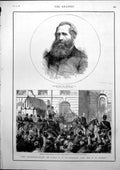 Antique Old Print Earl Spencer Assassination Lord Cavendish Mr T Burke 1882