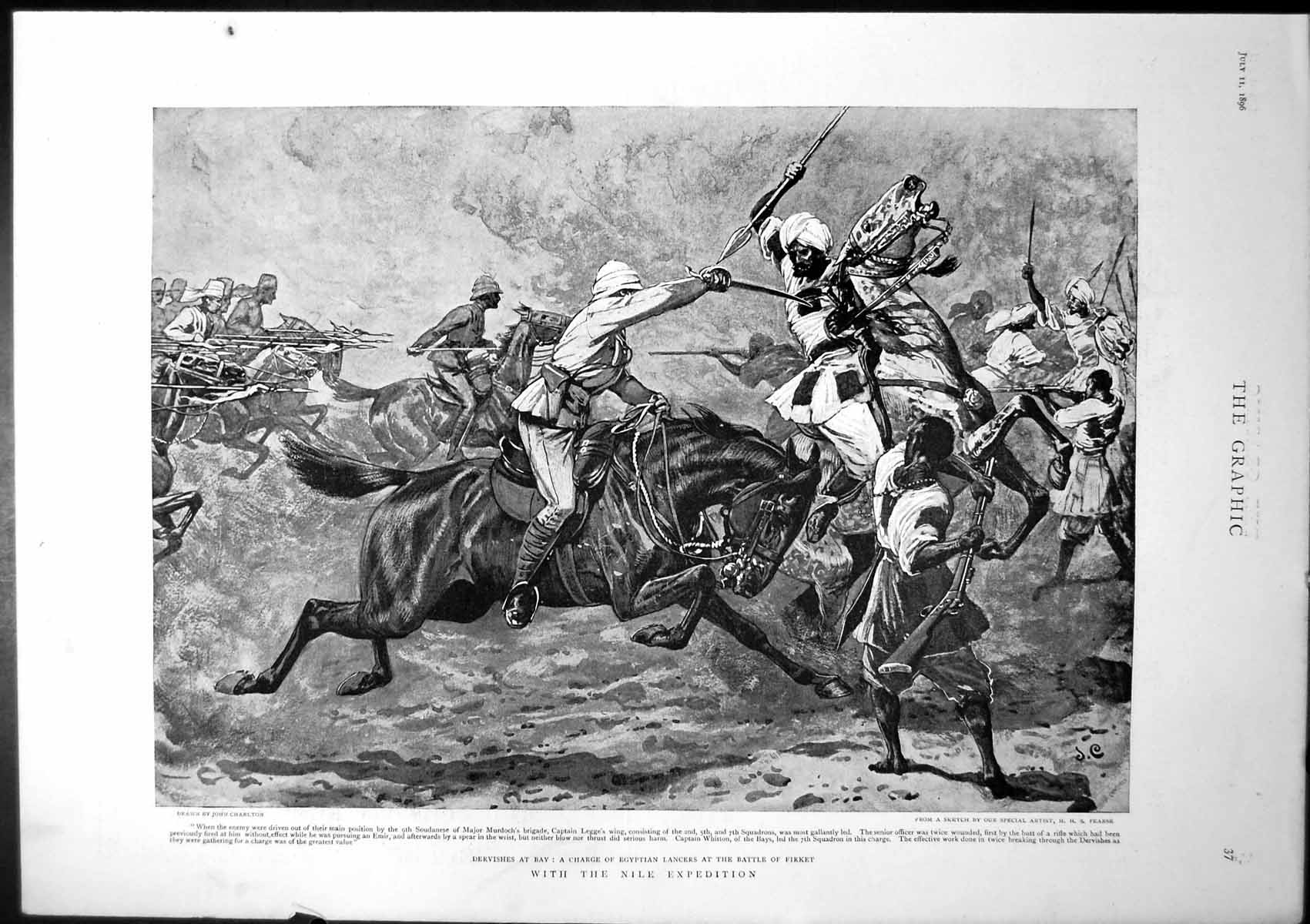 Old Nile Expedition Dervishes Charge Egyptian Lancers Battle Firket