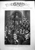 Antique Old Print President Kruger Hammered Scene Stock Exchange H Paget 1899