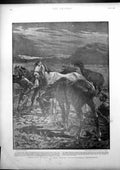 Antique Old Print Moonlight Bivoac Real Tough Unconventional Experience 1900