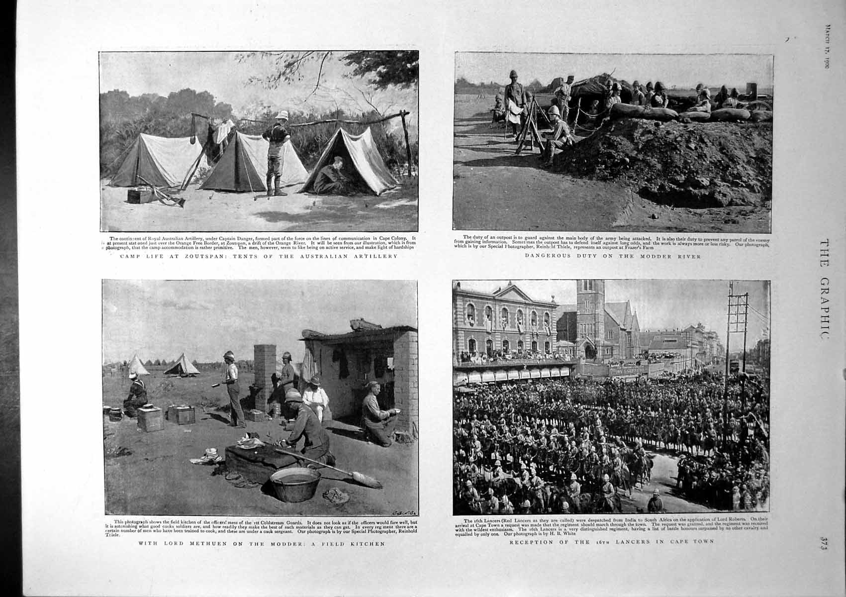 Antique Old Print Lord Methuen Modder Reception 16Th Lancers Cape Town 1900