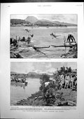 Antique Print How Bethunes Mounted Infantry Crossed Tugela Kaffir Boat 1900