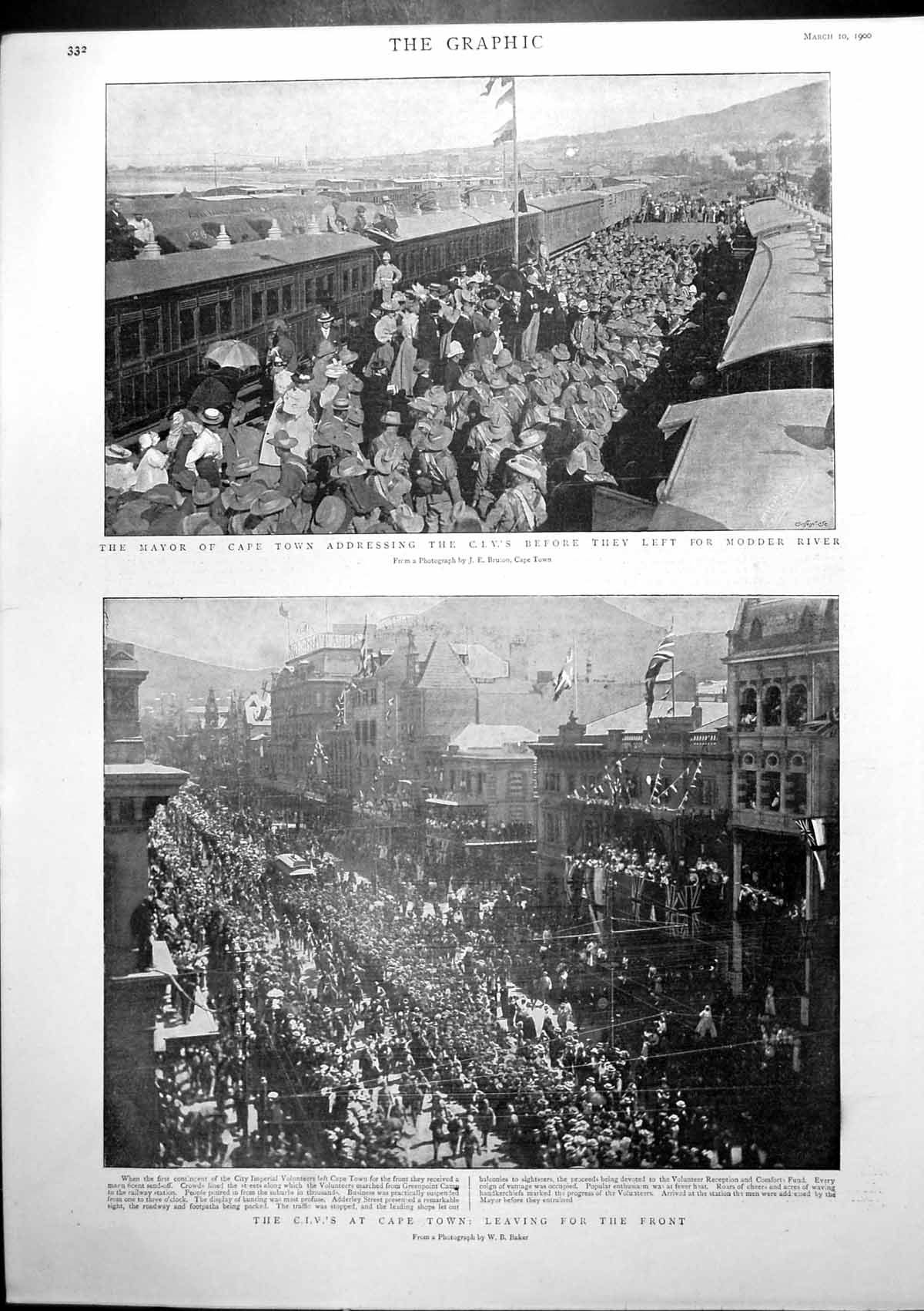Old Print C I V S Cape Town Leaving Front Mayor Address Modder River 1900 20th