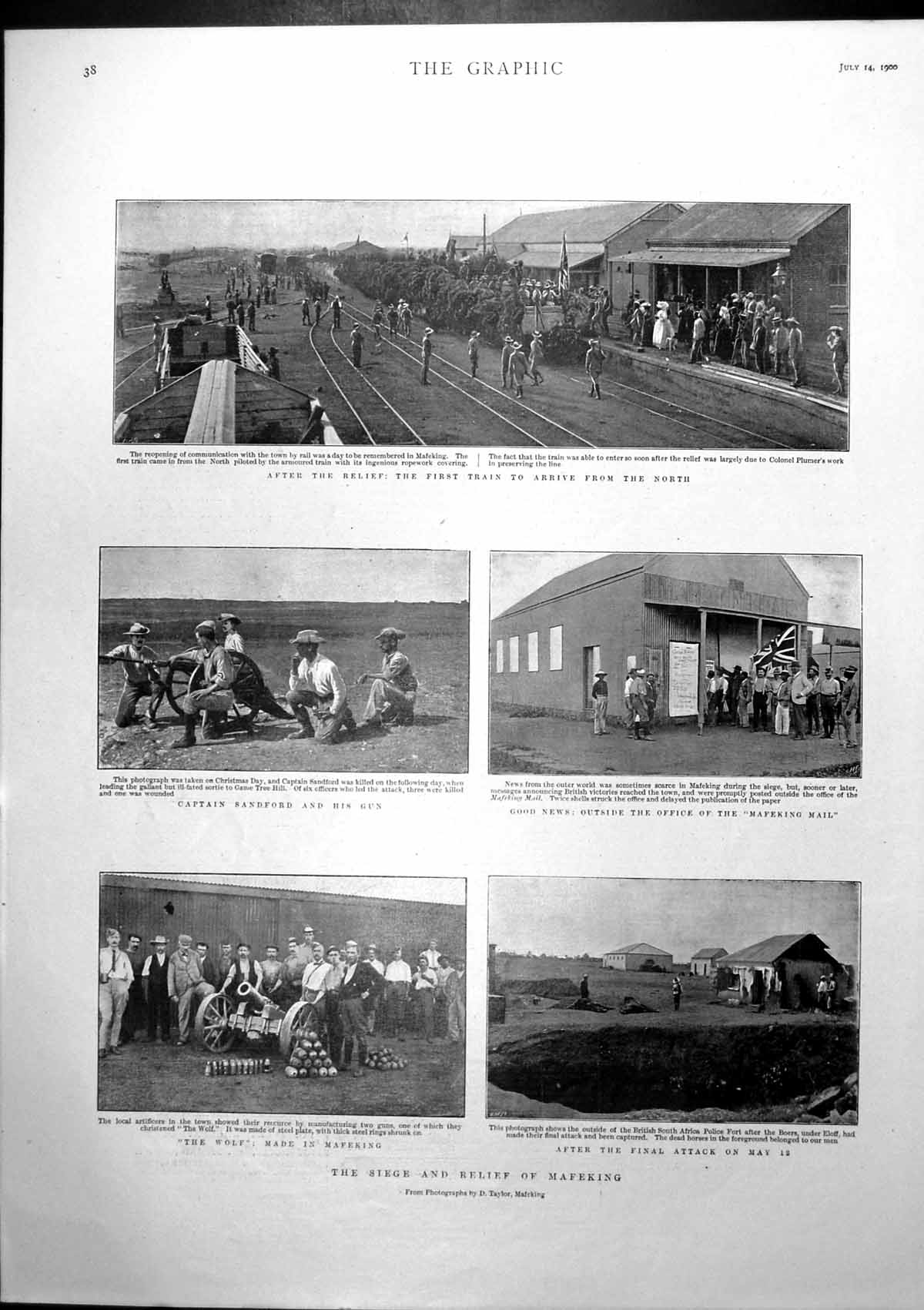 Antique Print Siege Relief Mafeking Capt Sandford Gun Wolf Train North 1900