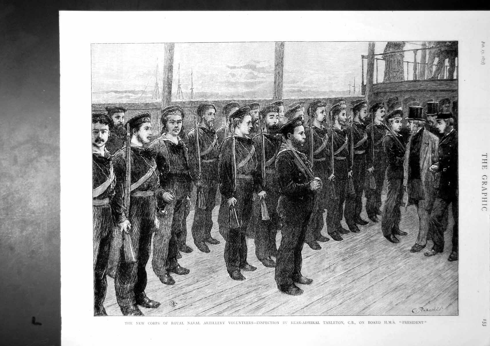 Old New Corps R N Artillery Volunteers Hms President Inspection 1873 Victorian