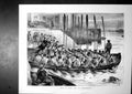 Original Old Antique Print Man Wars Men Portsmouth Hing Up Oars Boat 1870 19th
