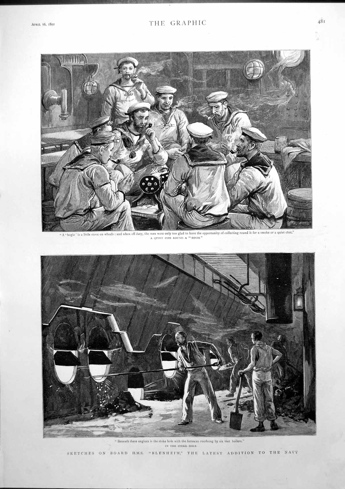 Old Sketches On Board Hms Blenheim Latest Addition Navy Stoke Hole 18 19th