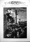 Old Antique Print Turret Hms Conqueror Loading Forty Five Ton Guns 1890 19th