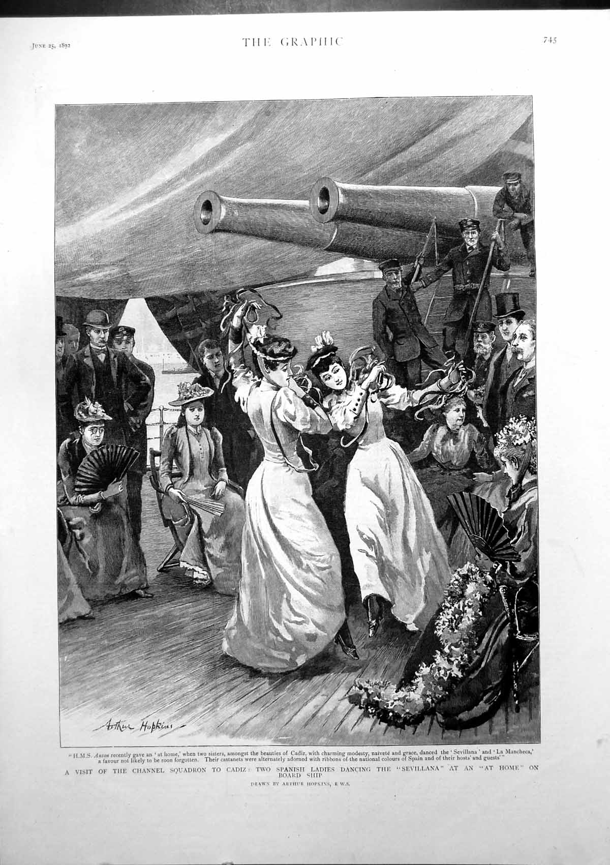 Old Visit Channel Squadron Cadiz Spanish Ladies Dancing Sevillana 189 Victorian