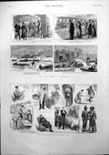 Antique Print With Fleet Spithead Victoria Pier Pleasures Coaling Ship 1889