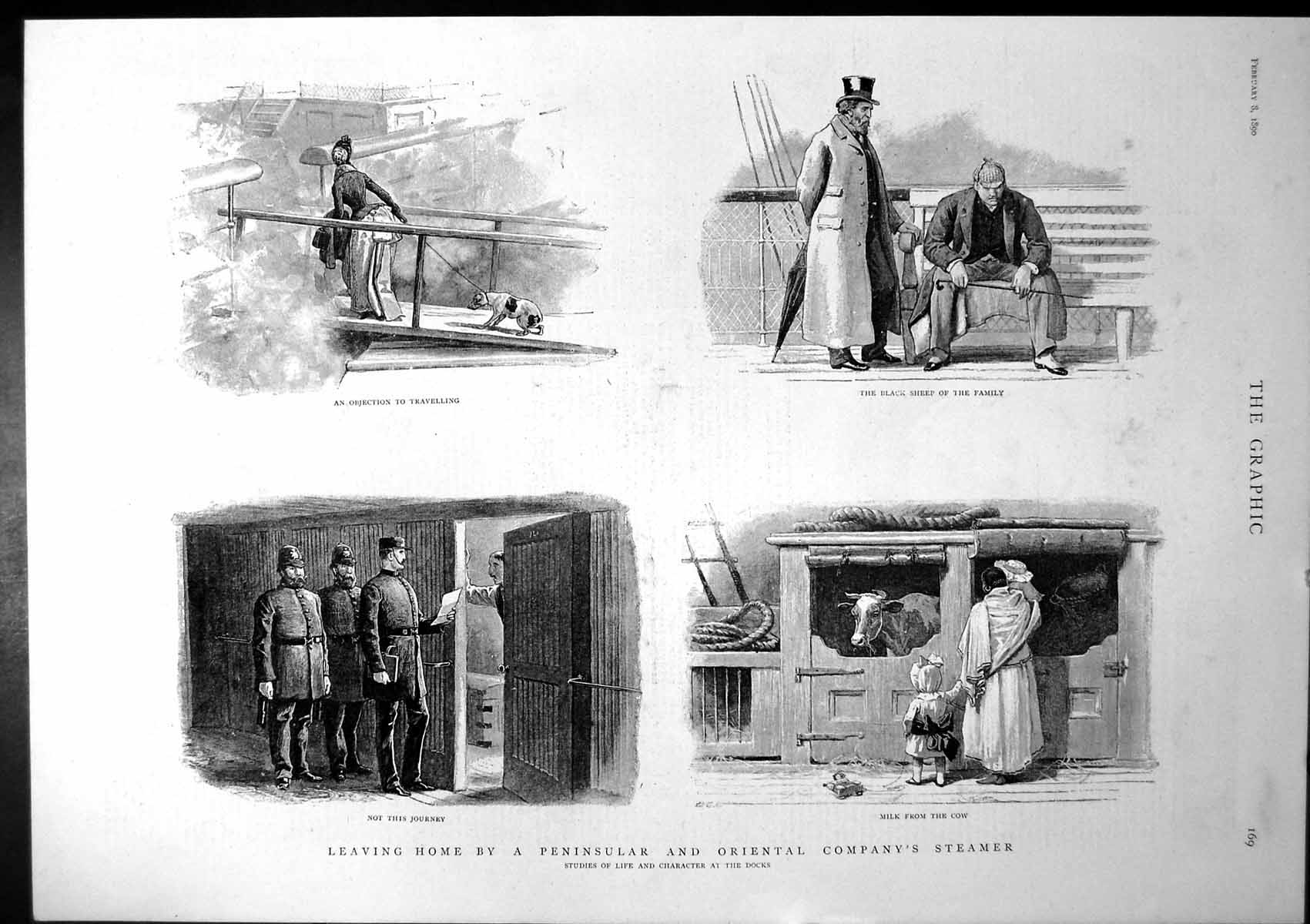 Old Print Leaving Home By Peninsular Oriental Companys Steamer Docks 1890 19th