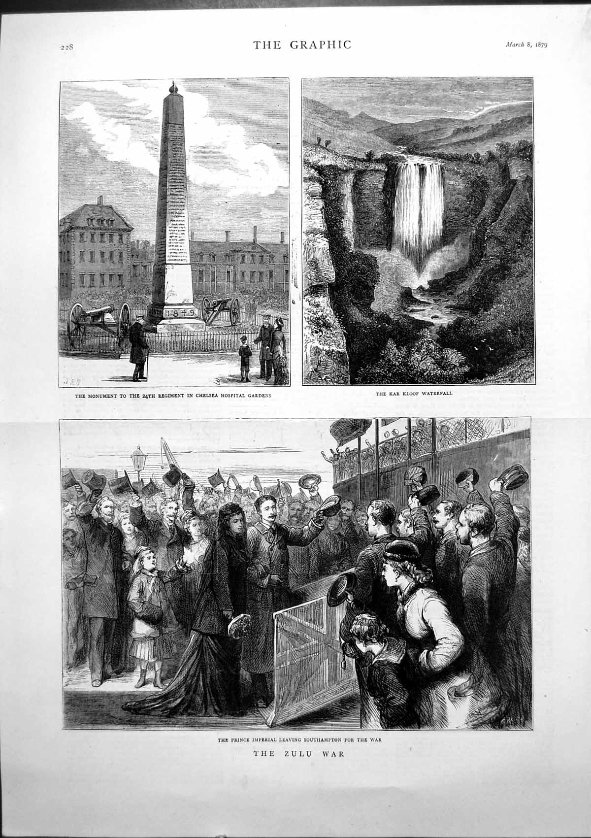 Antique Old Print Zulu War Prince Imperial Leaving Southampton Kar Klo1879 19th