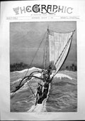 Original Old Antique Print Ceylon Surf Boat J Nash Sail Carrying Natives 1887