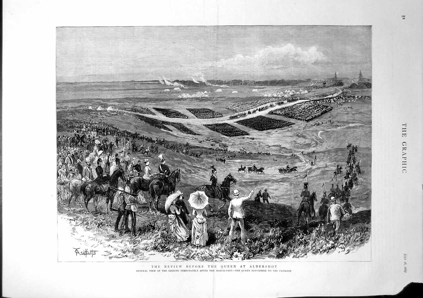 Antique Old Print Review Before Queen Aldershot Ground After March Past 1887