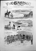 Antique Old Print Review Before Queen Aldershot Marching Past Iron Duke 1887