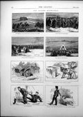 Old Print Autumn Manoeuvres Charge Hussars Divine Service Cart Horse 1872 19th