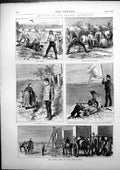Old Print Autumn Manoeuvres Water Tanks Race Course Down Signalling 1872 19th