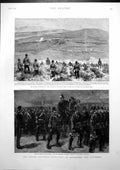 Old Antique Print Easter Volunteer Manoeuvres Eastbourne Gravesend 1893 19th