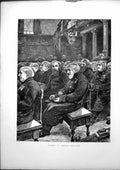 Old Antique Print Sunday Service Royal Hospital Chelsea Pensioners 1871 19th